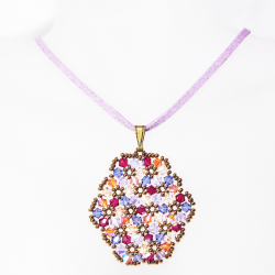 Pendant 65cm - Terence Oval-Mauve Suedine - Pendant 65cm - Laiton bronze